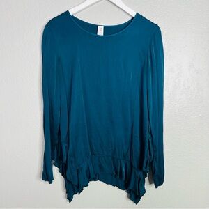 Anthropologie Amadi Women's teal Blouse Satin sz small